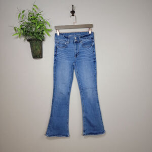 American Eagle Artist Flare Bootcut Jeans Hi Rise Medium Blue Wash Stretch AE 6